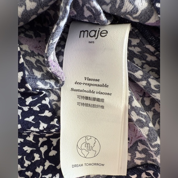 Maje Designer Navy, White and Purple Floral Romper - Picture 8 of 8